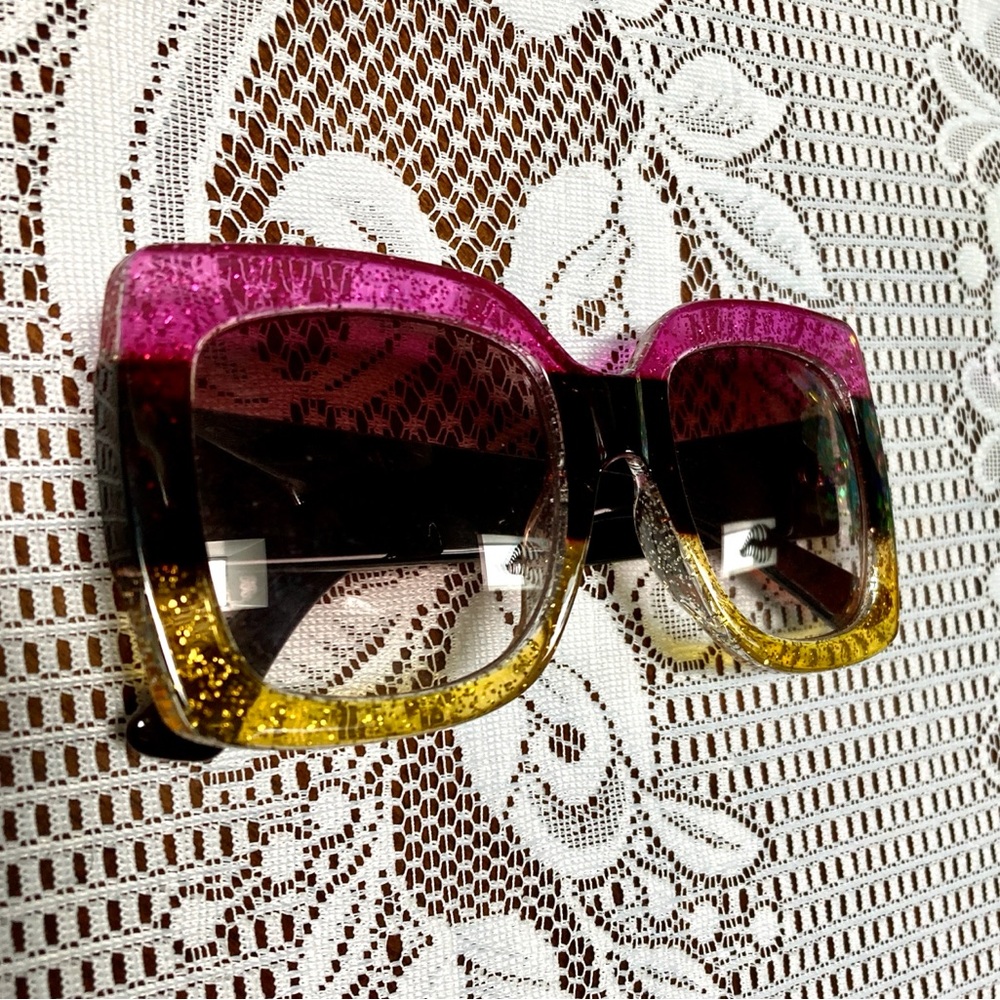 Sunglasses Square Pink Gold Gradient New Oversized